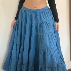 Free People Blue Tiered Skirt